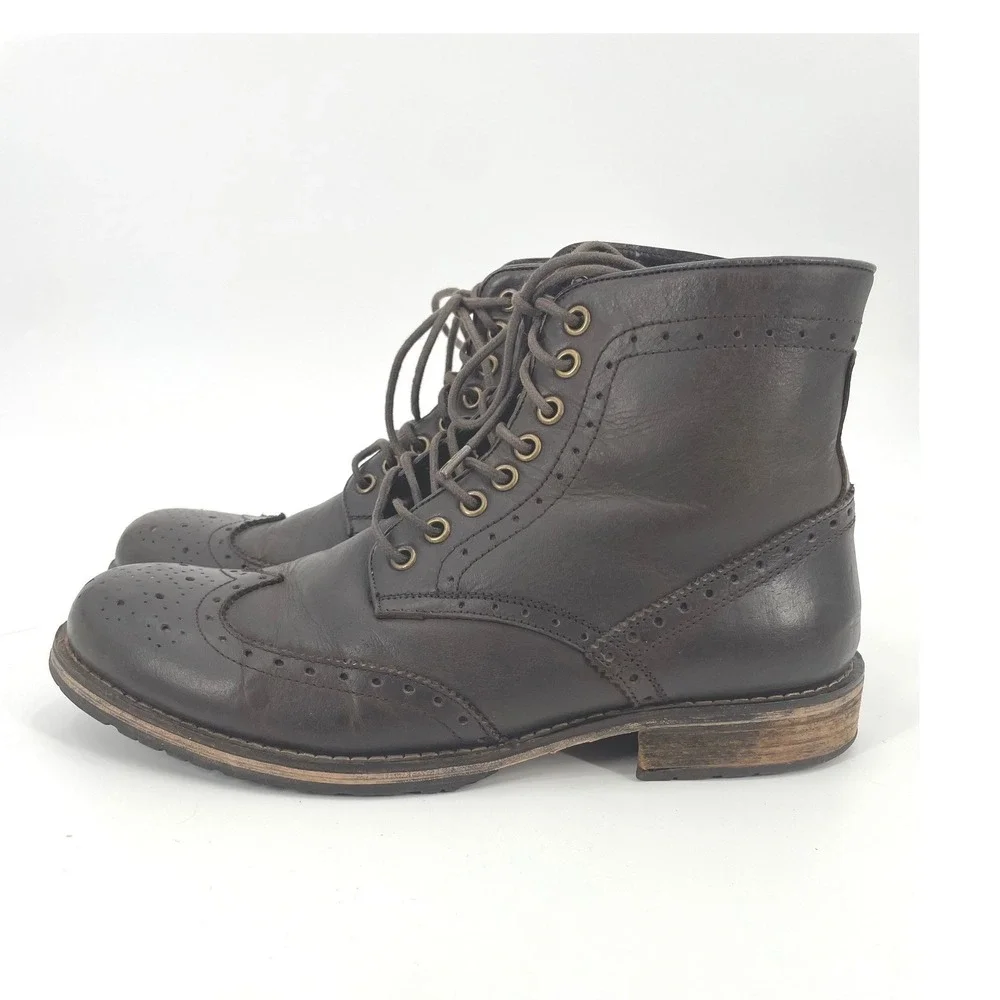 Aldo Wingtip Boots Mens 42 US 9 Brown Leather Brogue Lace Up Classic Academia